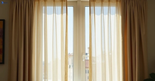 Dull dusty drapes in runaway-bay before professional cleaning